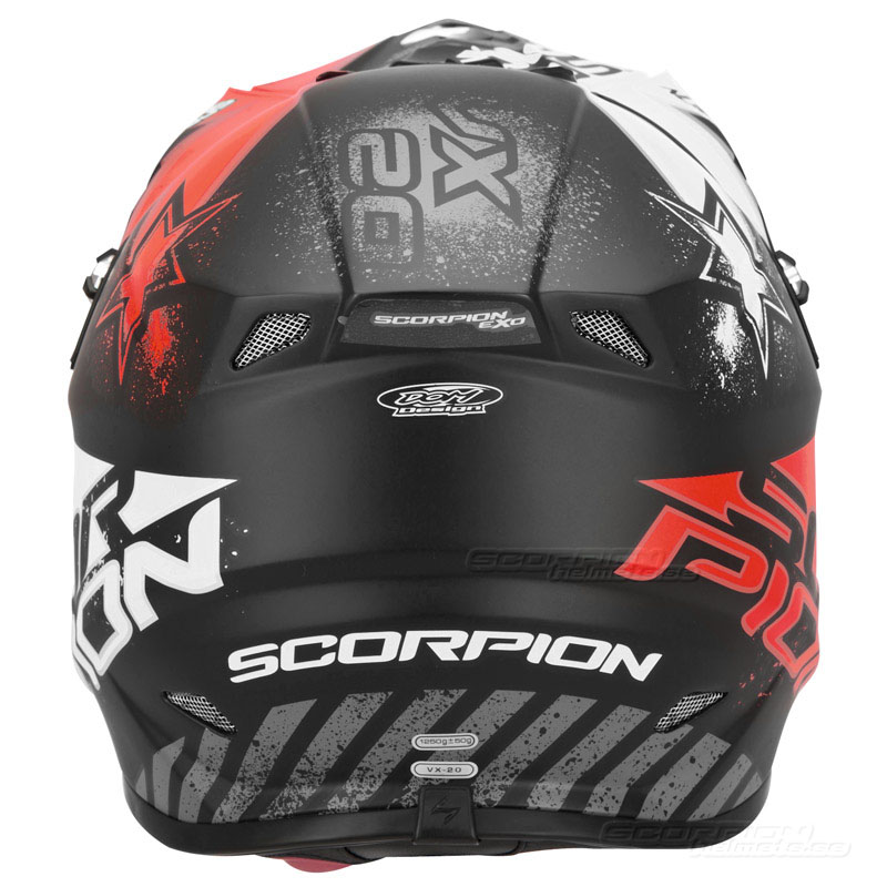 Scorpion VX-20 Crosshjlm MX/Race (Magnus) Svart, Vit, Rd
