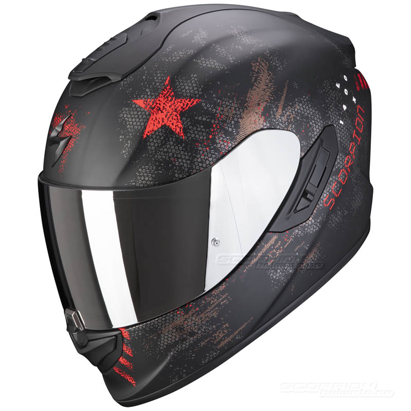 Scorpion EXO-1400 MC-Hjälm (Asio) Mattsvart, Röd