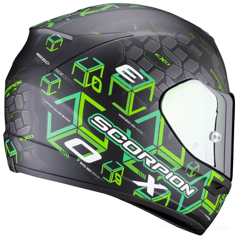 Scorpion EXO-390 MC-Hjälm (Cube) Mattsvart, Grön