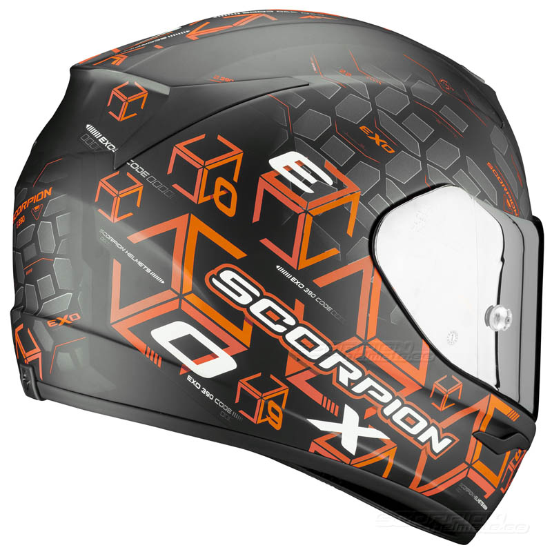 Scorpion EXO-390 MC-Hjälm (Cube) Mattsvart, Orange