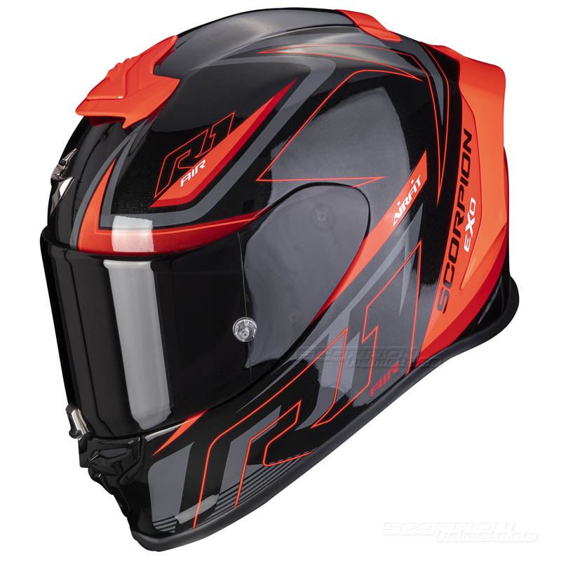 Scorpion EXO-R1 EVO AIR (GAZ) Svartmetallic-Röd
