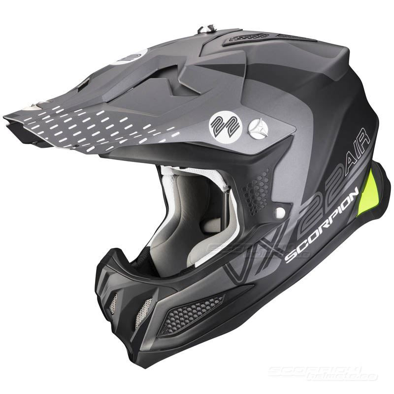 Scorpion VX-22 Motocrosshjälm (Ares) Mattsvart, Silver