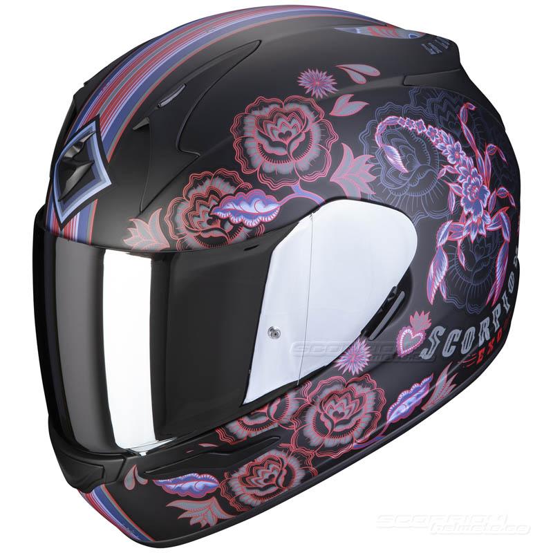 Scorpion EXO-390 MC-Hjälm (Chica II) Mattsvart, Rosa